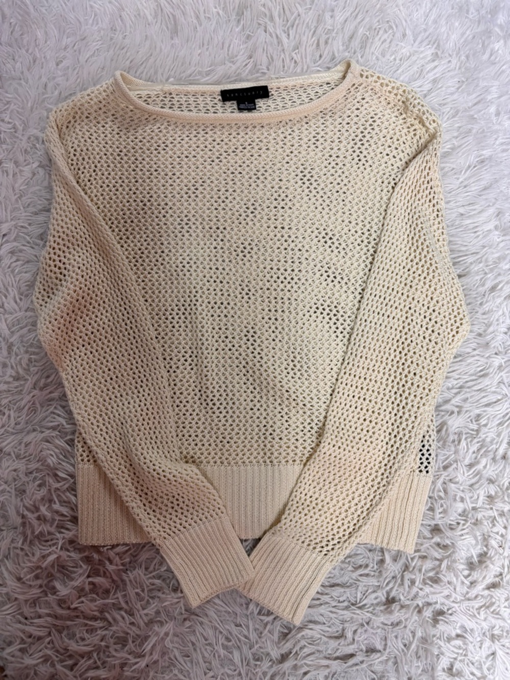 Millau Open-Weave Scoopneck Sweater in Cream